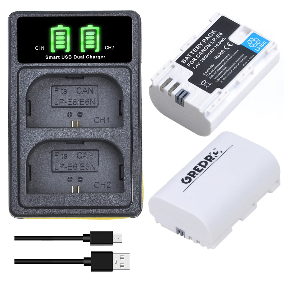 

2650mAh LP-E6 LP-E6N Battery for Canon EOS 5D Mark IV 5DS 6D MarkII 7D 60D 60Da 70D 80D XC10