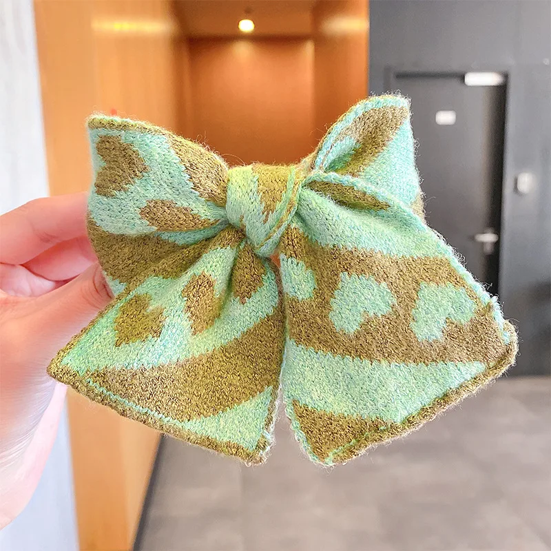 Заколка-пряжка для девочек аксессуары волос с бантом вязаный головной убор