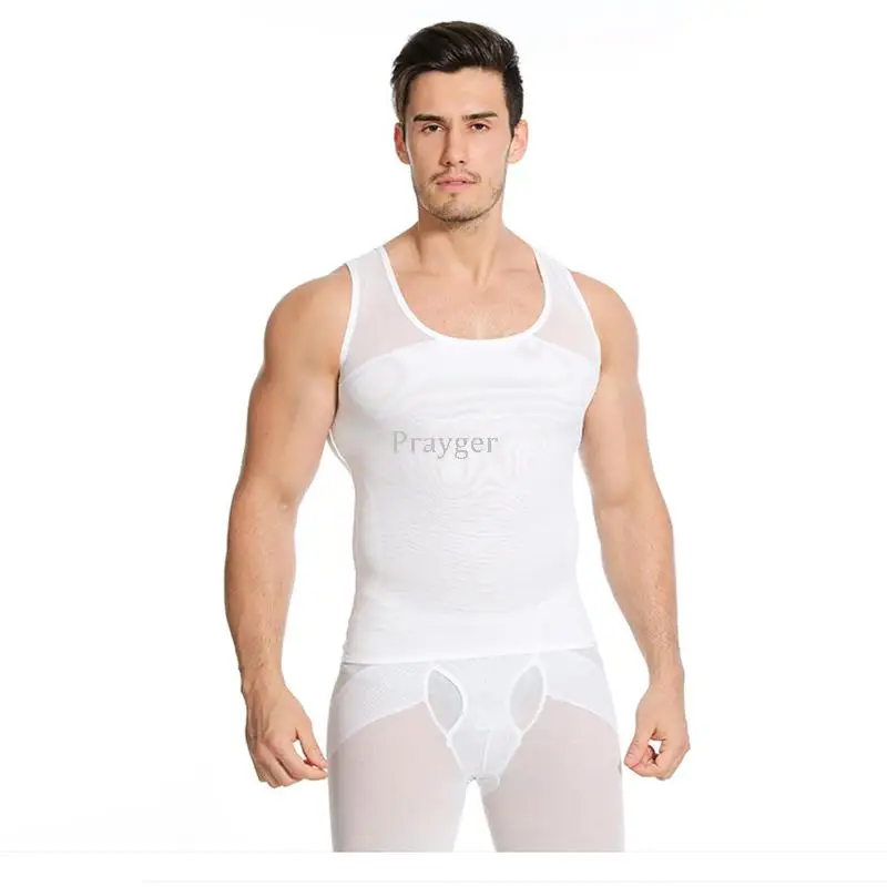 Men Shaper Slimming Abdomen Undershirt Compression Gynecomastia Tops Belly Burner Underwear 