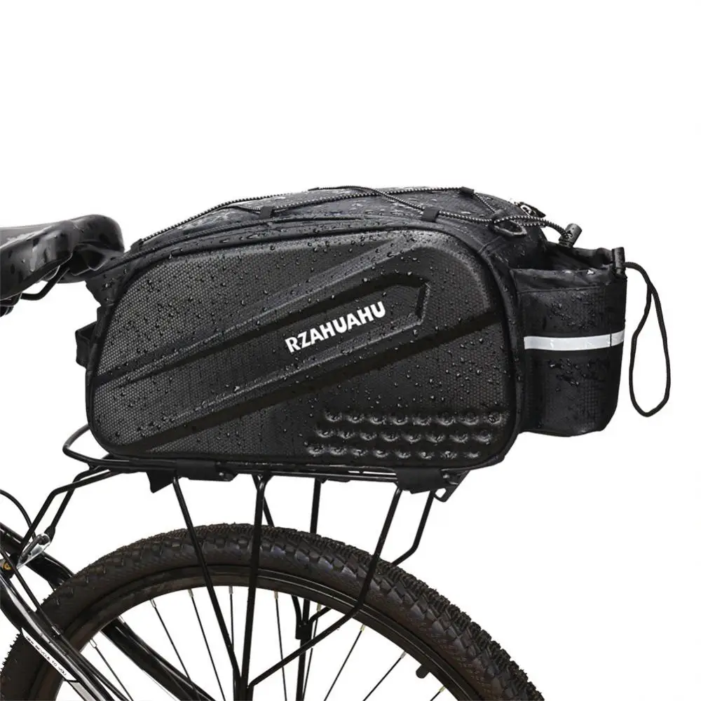 

Reflective Printing Bicycle Tail Bag Texture Carbon Fiber Leather Hard Shell Bag Waterproof Bicycle Bag Storeage Bag 10l Black