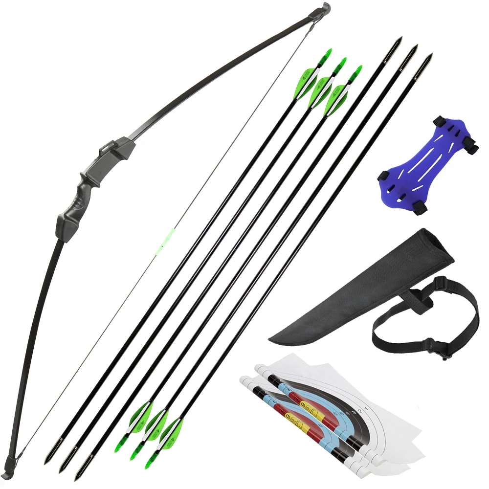 

Archery 15-20lbs Recurve Takedown Bow and Arrow Set for Youth Adult Practice Straight Bow Longbow Kit Kids Shooting