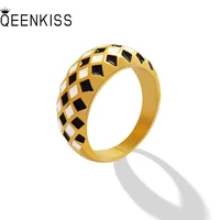 qeenkiss rg8160 fine jewelry wholesale fashion new woman girl party birthday wedding gift rhombus titanium stainless steel ring