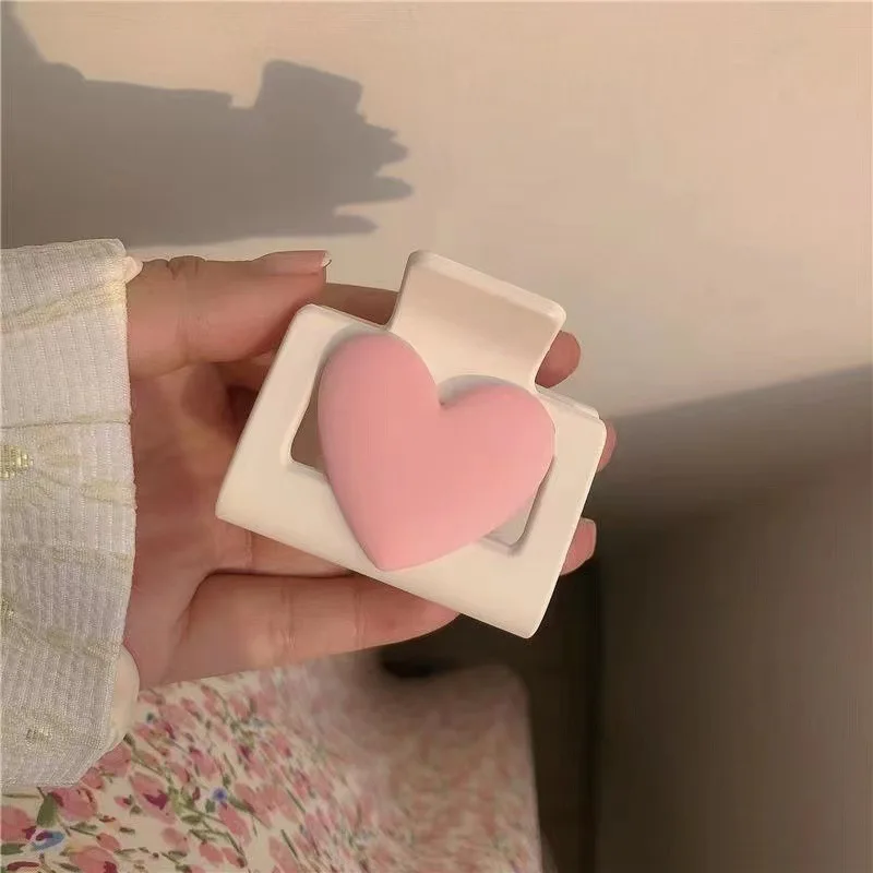 Fashion Square Shaped Acrylic Hair Claw Girls Spring Contrast Color Heart Hair Clip Ponytail Holder Stylish Crab Clamp Headwear images - 6
