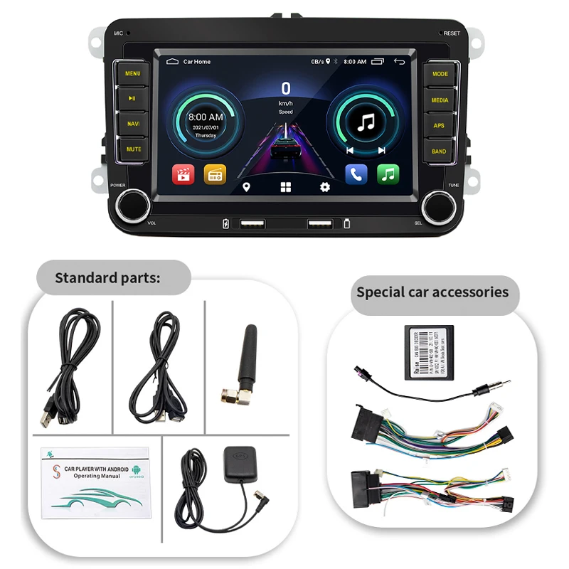Автомобильный радиоприемник 2 Din VW Android Carplay Bluetooth Android-Авто DAB Plus FM RDS GPS Wifi головное