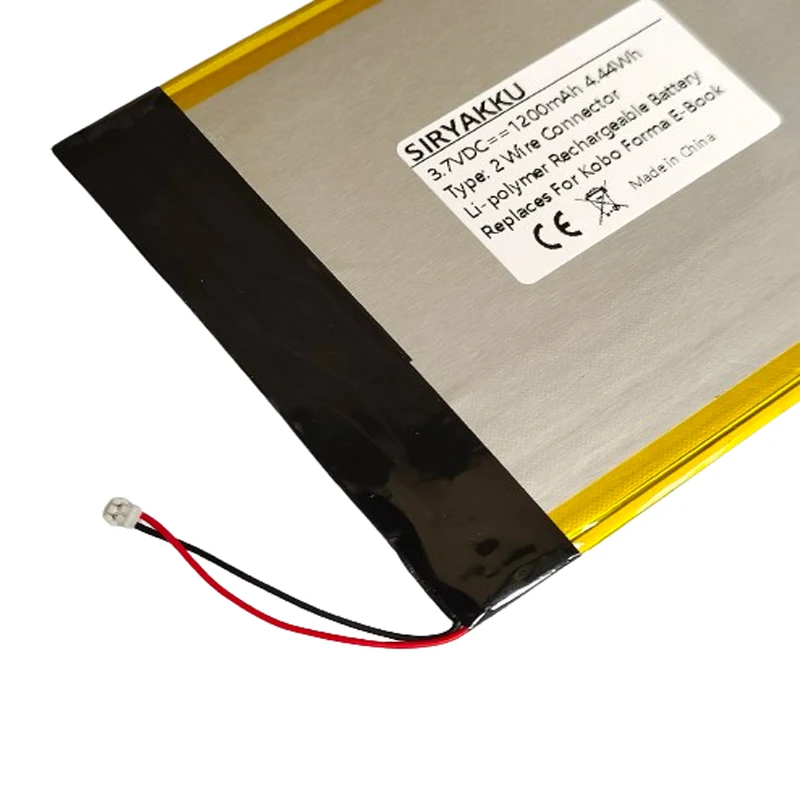 Перезаряжаемый аккумулятор 178098 для электронной книги Kobo Forma E-ink 1200 мАч 2 провода