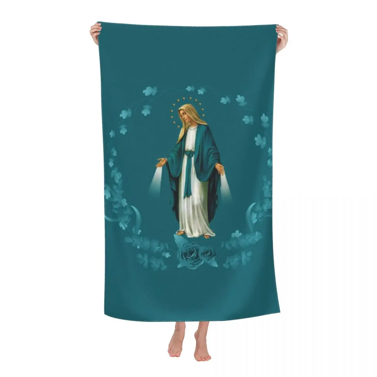 

Пляжное полотенце Holy Mary, быстросохнущее, католическая Дева Мария, мягкое Льняное полотенце из микрофибры для сауны и бассейна