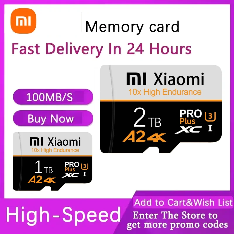 Xiaomi 2TB/1TB Micro TF SD Card High Speed 128GB Memory 256GB A2 U3 Flash For Smartphone Camera Table PC Switch