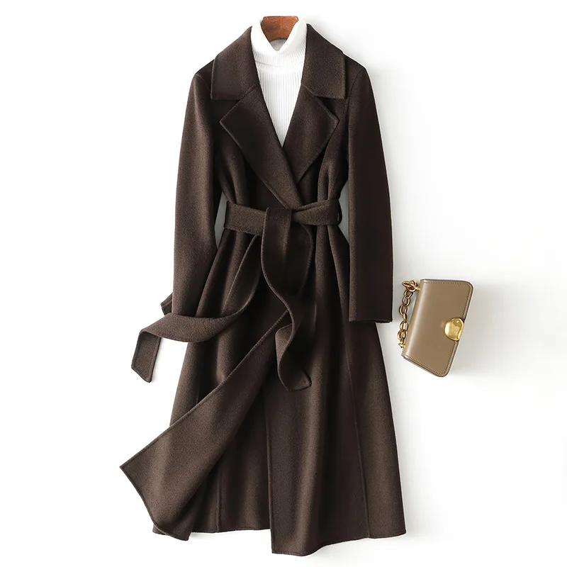 

Reversible Cashmere Coat Women's Long Slim Fit Slimming High-End 2022 Winter New Woolen Coat Women