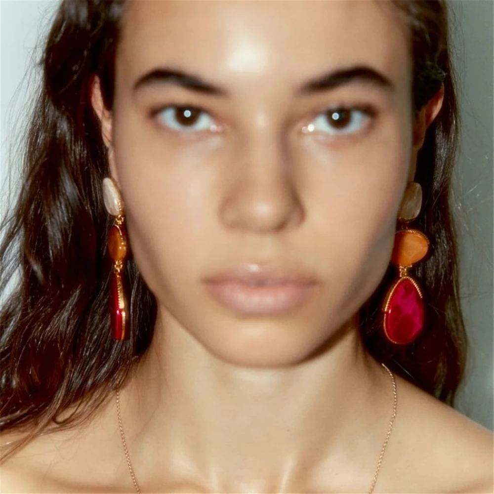 2023 New Acrylic Resin Dangle Drop Earrings for Women Fashion Multilayer Geometric Earrings Statement Jewelry Holiday Party Gift