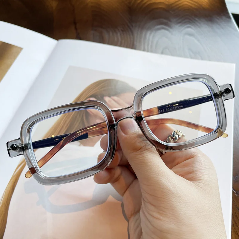 

Vintage Square Anti-blue Light Eyeglasses For Men Fashion Hip Hop Clear Black Gray Computer Glasses Frame Women Small Shades