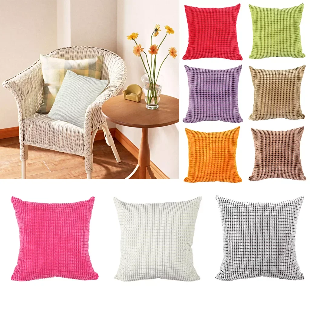

2022 1pcs Corduroy Soft Solid Decorative Square Throw Pillow Covers Set Cushion Case for Sofa Bedroom Car 24x24 inch 60x60 cm