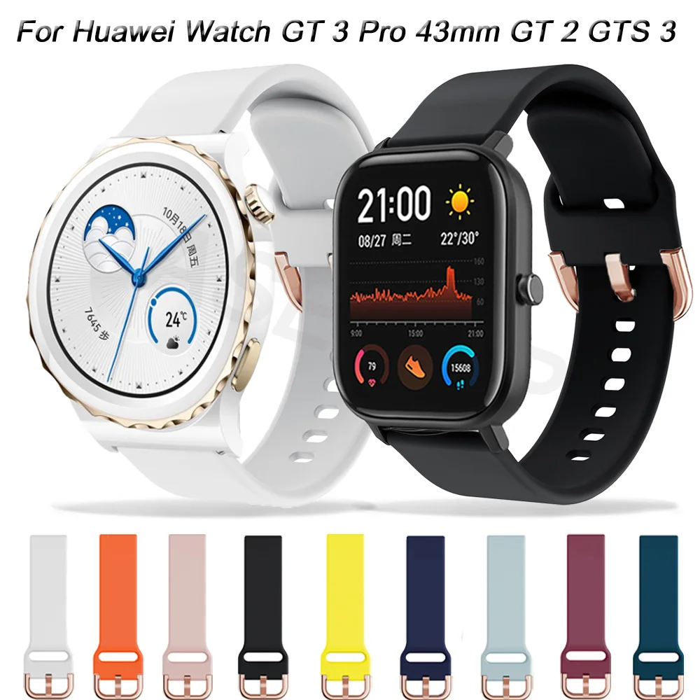

Силиконовый ремешок для Huawei Watch GT 3 GT2 2 42 мм, сменный Браслет для наручных часов Honor Magic Amazfit GTR GTS 3 4