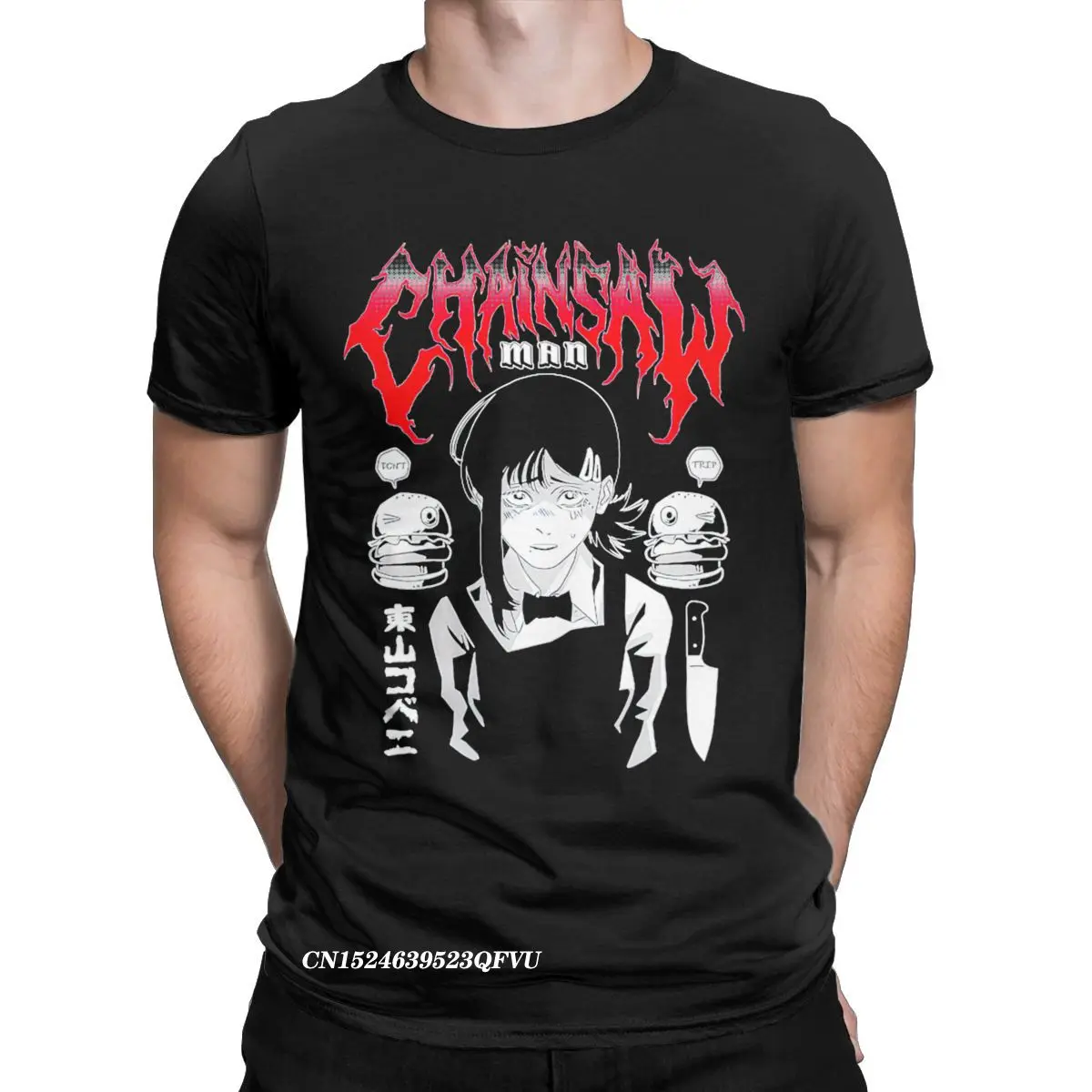 

Chainsaw Man Pochita Makima Tshirt For Men Pure Cotton Humorous Tee Shirt Crew Neck Tee Shirt Harajuku Clothes Printed