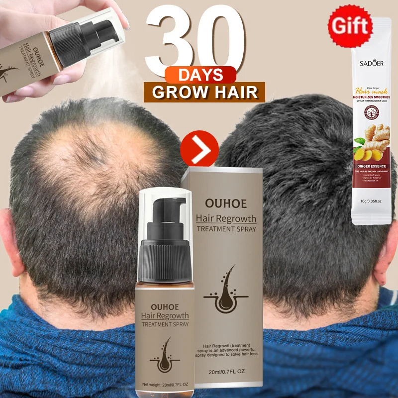 

30 Days Powerful Hair Growth Serum Spray Ginger Repair Nourish Hair Roots Fast Regrowth Hair Anti Hair Loss Treatment Men Women