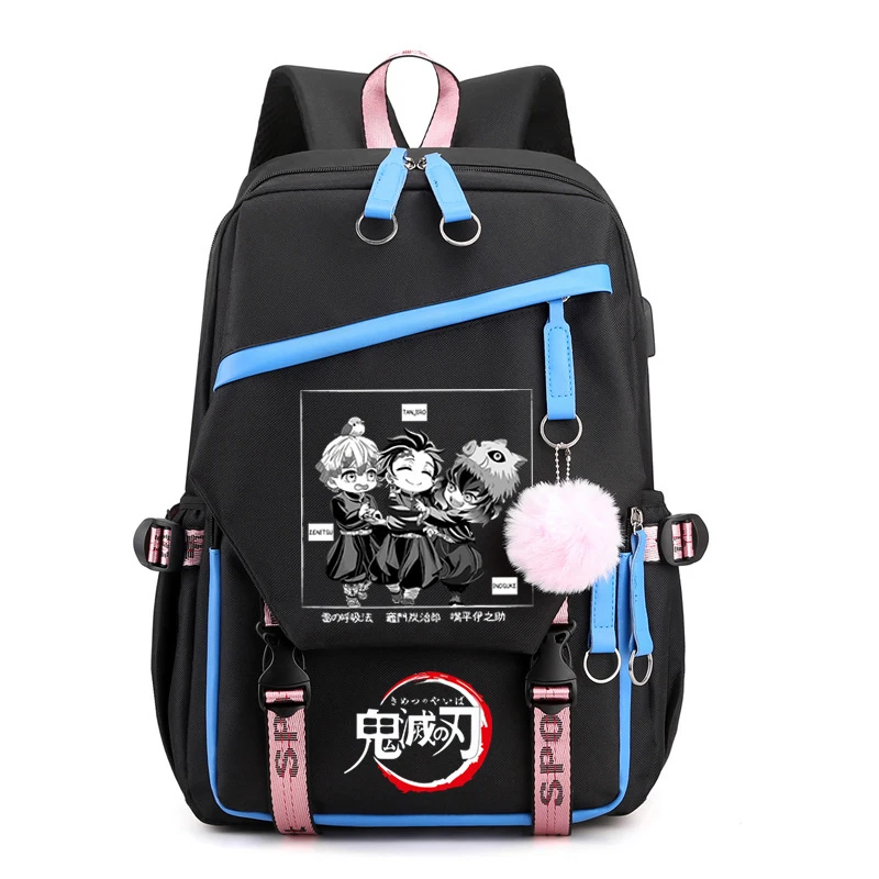 

Teen Canvas Anime Bookbag Demon Slayer Kawaii Backpack College Student SchoolBag Kimetsu No Yaiba Shoulders Bag Fashion Mochilas