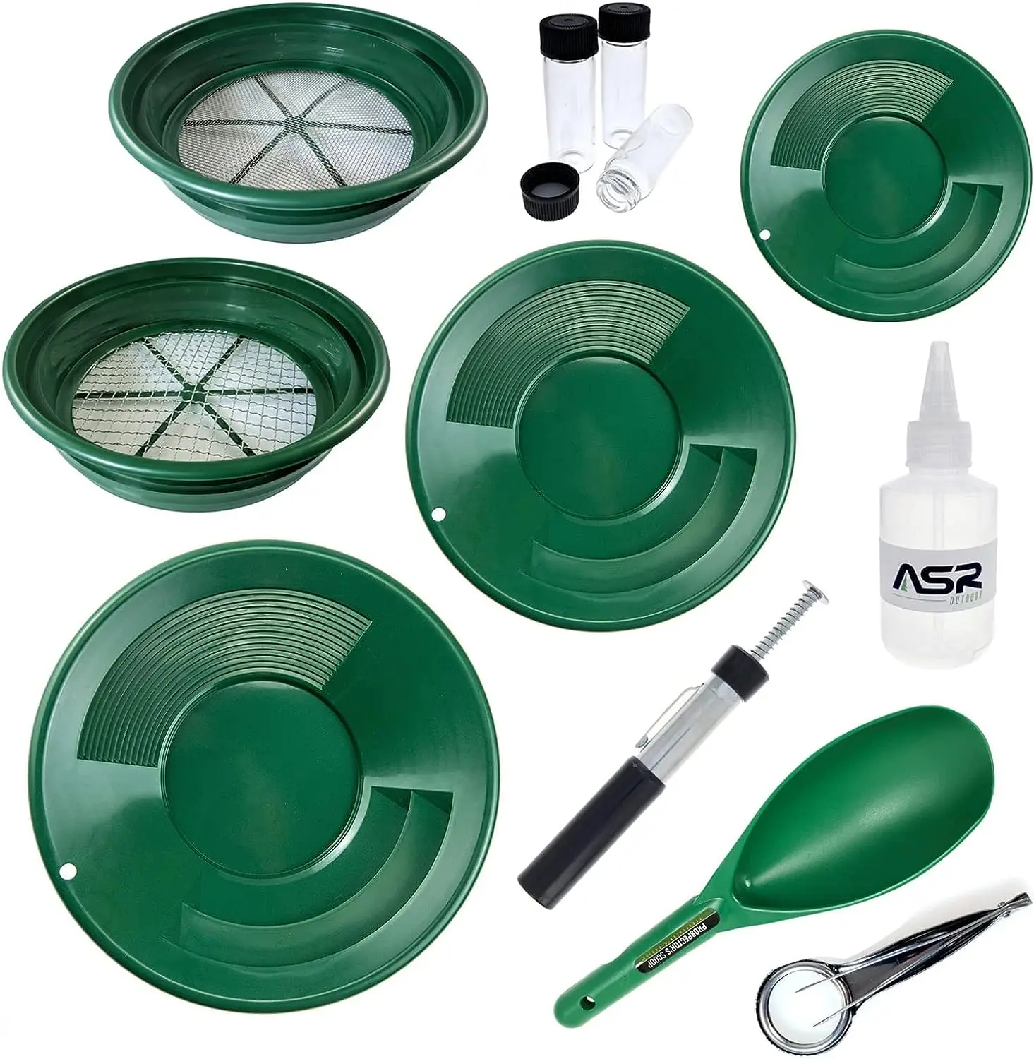 

Набор для извлечения золота, 11 шт., разведомое оборудование с 1/2 и 1/8 сортировочными экранами, золотые кастрюли