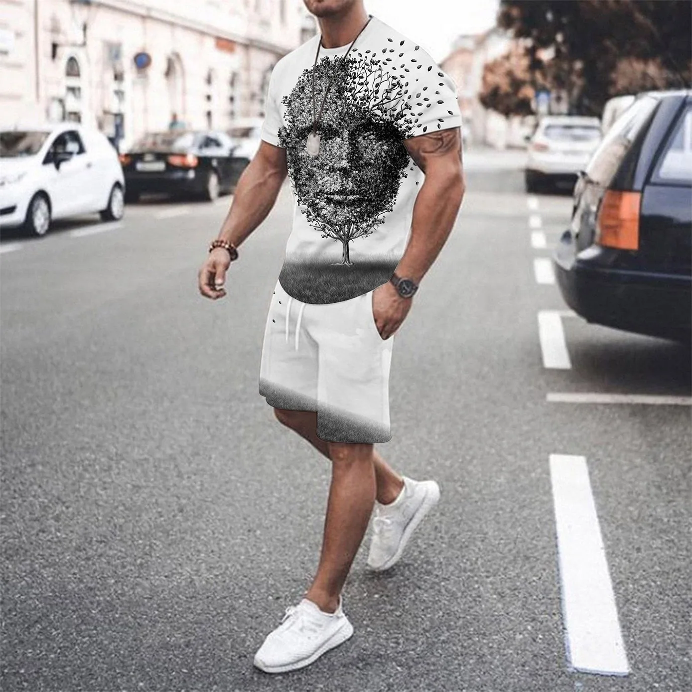 

New Summer Men's T-Shirt 2Piece Sets Male Comfortable Sportswear Tshirt Shorts Outfits 3D Printed Tracksuit For Men Jogging Suit