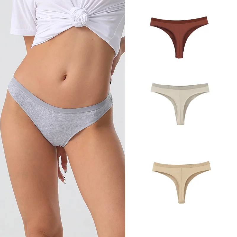 

3Pcs Summer Bikini Sexy Womens 40Yarn Cotton Low-Rise G-String Gentle Comfortable Panties Plus Size Briefs Lingerie Wholesale