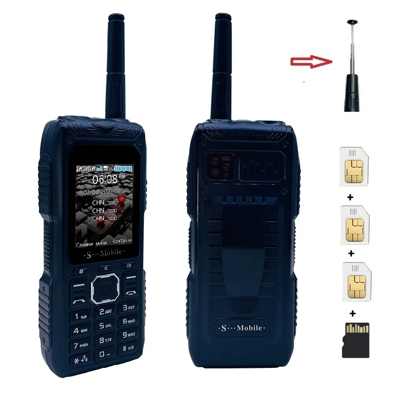S555 Three Cards Three Standby Outdoor Mobile Phone Standby Long  Can Pull Up Antenna Signal Strongly Send Waist Clip