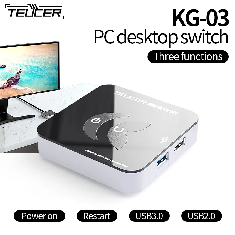 

TEUCER KG-03 Portable Desktop Computer PC Case Power Supply Switch With USB Desktop Host External Start Button With USB 3.0