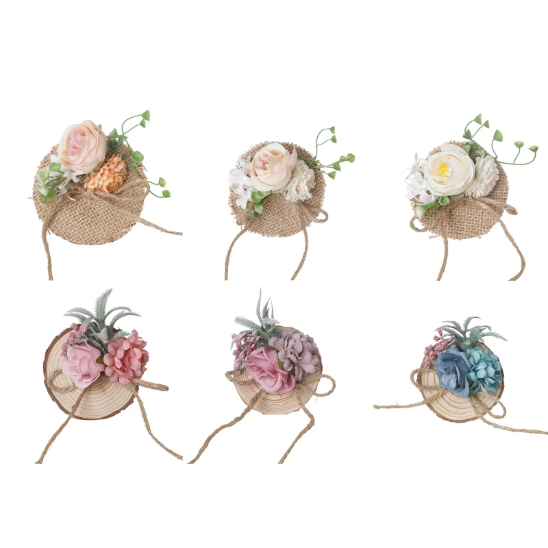 

Q81D бант из пеньковой веревки, цветок, свадебные аксессуары, винтажные свадебные аксессуары, деревянное мешковиное кольцо, Подушка для свадь...