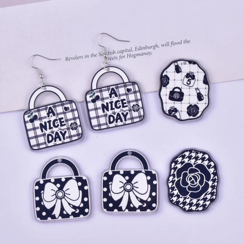 

10pcs New Bag bow Acrylic Charms Pendant for Women Earring Necklace Bracelet Bag Jewelry DIY Making