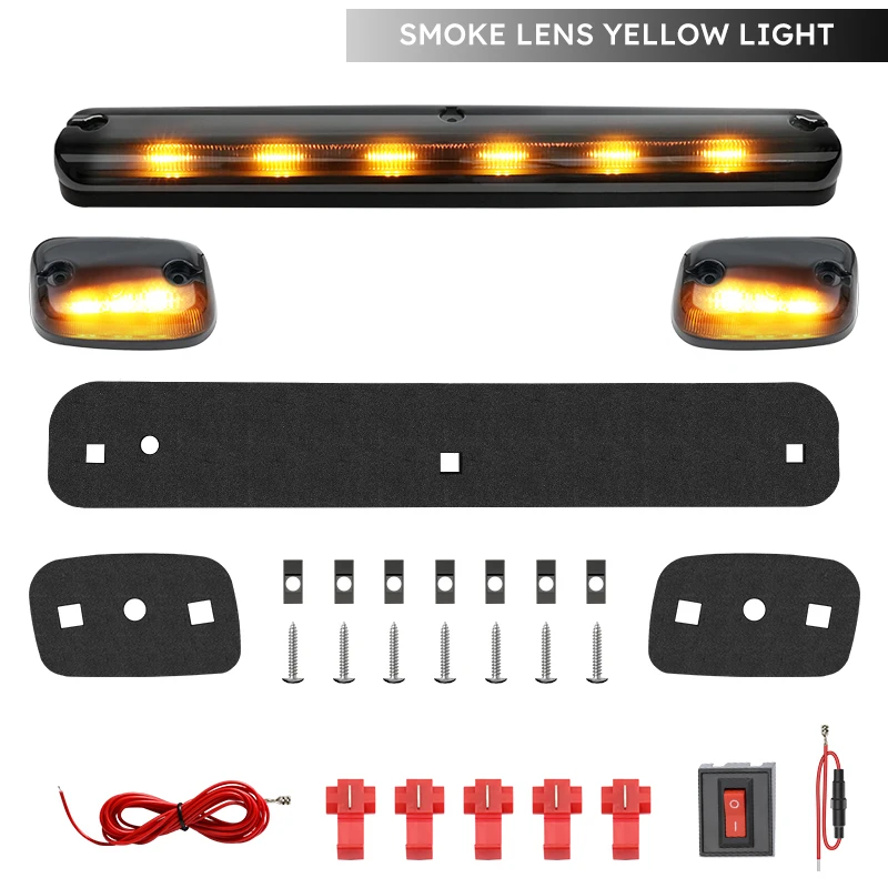 

3 шт. Янтарные светодиодные габаритные огни на крыше кабины, дымчатые линзы для Chevy Silverado/GMC Sierra 1500/2500/2500 HD/3500 2007-2013