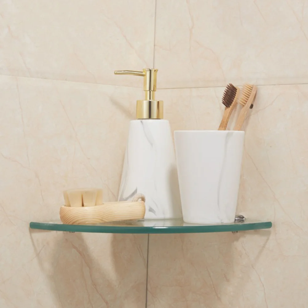 

2pcs Bathroom Glass Shelf Corner Shelf Triangle Rack Bathroom Wall Corner Mount Storage Holder