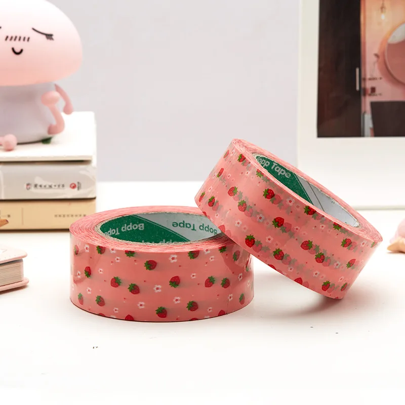 Pink Strawberry Packing Sealing Transparent Adhesive Tape for Small Business Supplies Shipping Express Packaging Gift Box Decor |