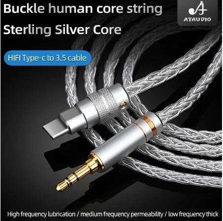 HIFI Pure Silver USB Type C до разъема 3 5 мм 2 4 AUX-кабель ЦАП Type-C аудиокабель для