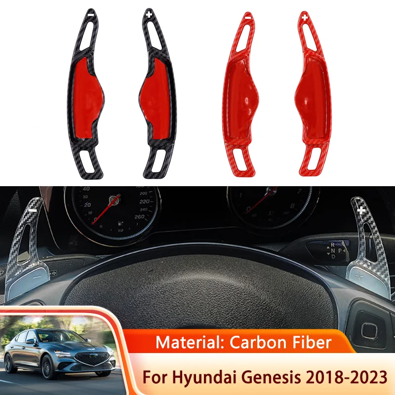 

for Hyundai Genesis G70 IK 2018~2023 2019 2020 2021 2022 Carbon Fiber Car Steering Wheel DSG Gear Shift Shifter Extension Cover