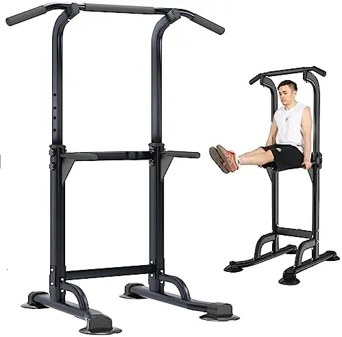

Power Tower Adjustable Height Pull Up and Dip Station Strength Training Fitness Workout Station