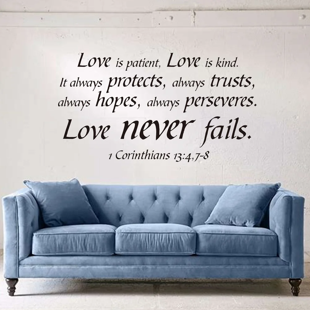 

Wall Decals Sticker Stickers Decal Home Quotes Sayings Bible Verse Decor Vinyl Stick Peel Removable Love Never Fails Living Room
