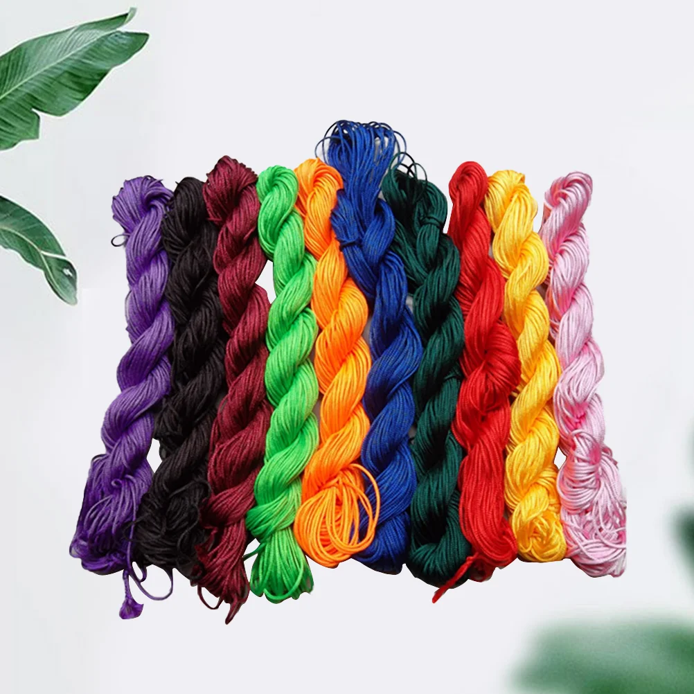 

10 1mm 10 Colors Polyester Satin Trim Cords Rattail Rope String Weaving Thread Perfect for Jewelry Necklace Beading Making,
