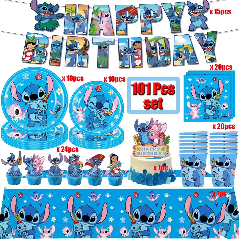 Disney Lilo &amp Stitch украшения для дня рождения розовые стежки чашки тарелки воздушные