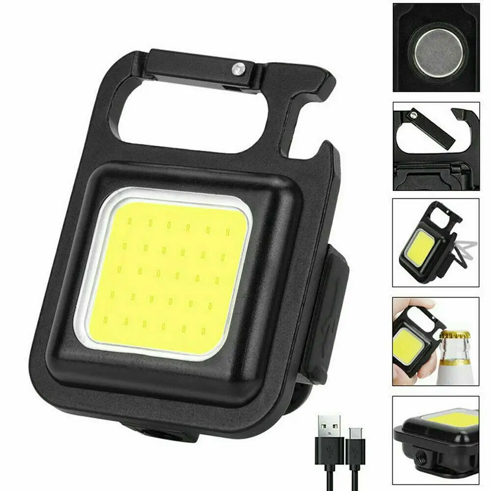 

Cob Mini Keychain Flashlight 800 Lumens 3 Modes Usb Rechargeable Super Bright Lamp Bottle Opener Dropshipping