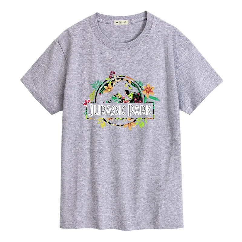 Футболка Парк Юрского периода с цветочным тропическим логотипом 100% хлопок