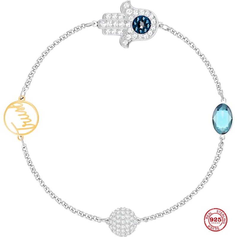 

Женский браслет из серебра 2020 пробы с надписью на удачу