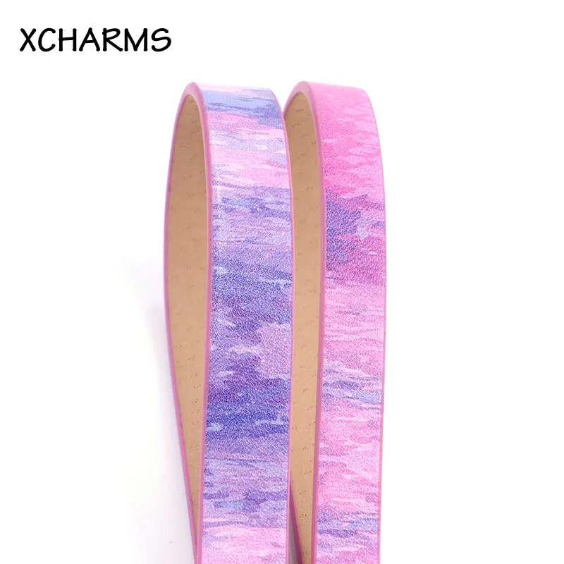 

Плоский кожаный шнур с розовыми брызгами, 13/10 мм