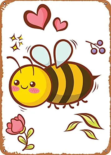 

Cute Bee Vintage Look Metal Sign Patent Art Prints Retro Gift 8x12 Inch