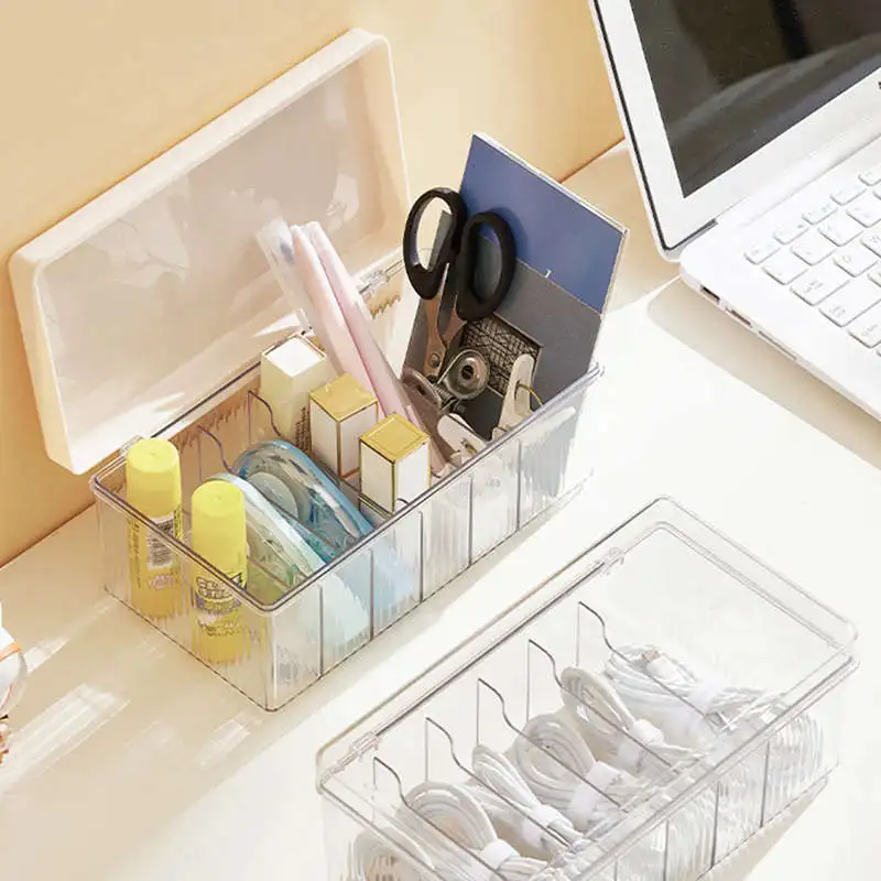 

Transparent Desktop Data Cable Storage Box Mobile Phone Charger Charging Cable Storage Box Finishing Division Power Cord Winder