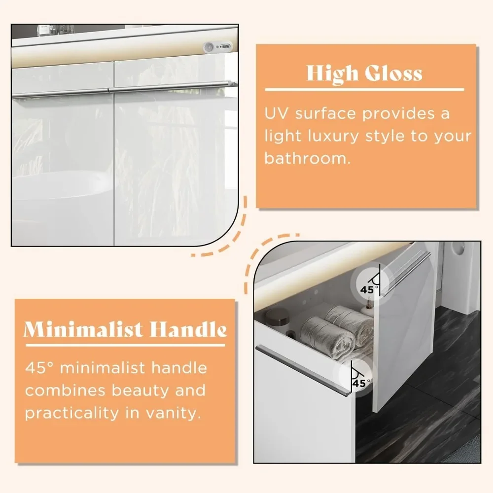 Объемный туалетный столик для ванной комнаты с раковиной 31 дюйм высокая