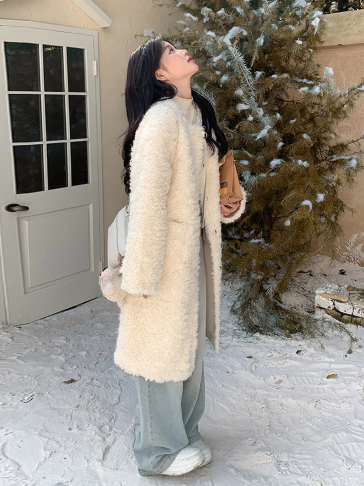 Меховой интегрированный бархат из оленьей кожи новинка 2024 женская зимняя теплая