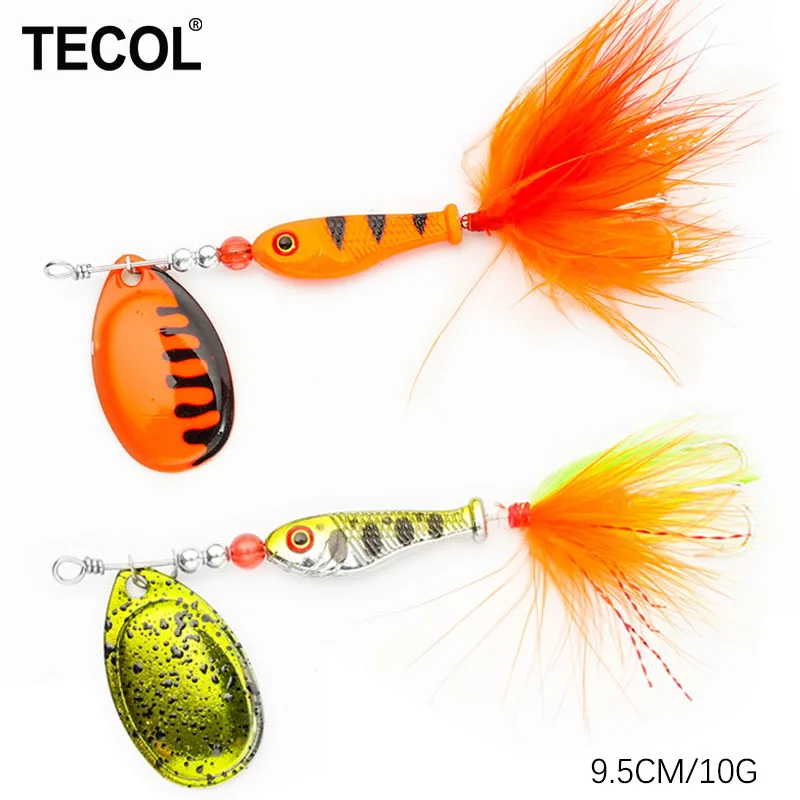 Фото TECOL 10G Спиннербейт, жесткая приманка-ложка для басса, металлическая рыболовная приманка, спиннербейты с перьевыми тройными крючками для ловли щуки и басса. №1