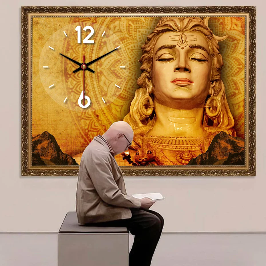 Винтажные религиозные изображения Будды Шива властелин часы настенные