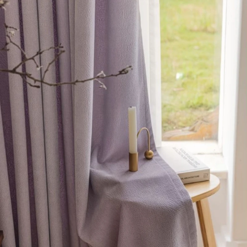 

Сказочные Лавандовые фиолетовые современные рельефные шторы из синели, занавески с высоким затенением для гостиной, столовой, спальни, готовые оконные шторы