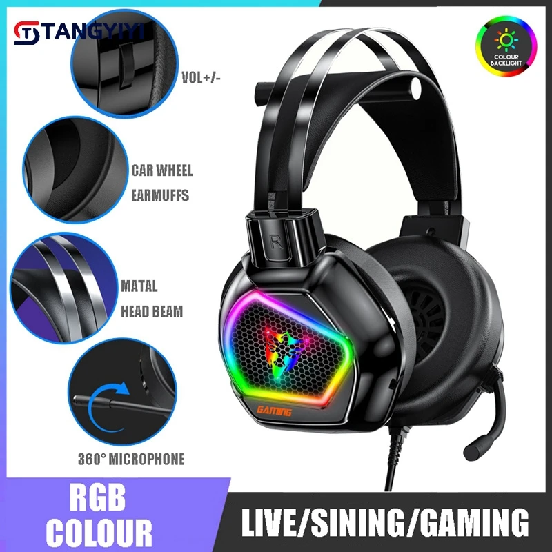 

Gaming Headsets Gamer For PC/PS4/PS5/Xbox One/Switch 7.1 Surround Wired Gaming Headphones Noise Cancelling Bass With Mic Earphon