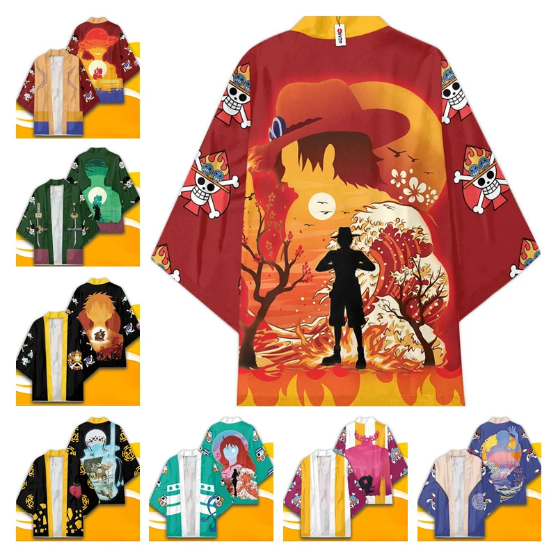 

2022 New Anime Roronoa Zoro Kimono Monkey D Luffy Cosplay Costumes Haori Teens Jacket Edward Newgate Cardigan Cloak Bathrobe
