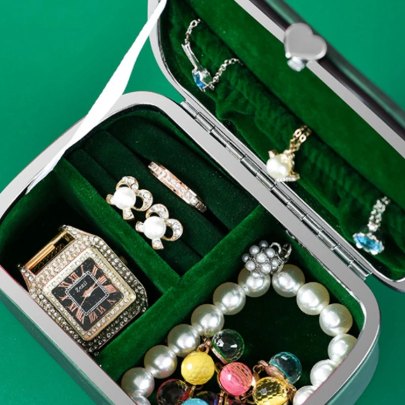 

Portable PU Jewelry Box Travel Mini Korean Earrings Ring Jewelry Storage Box Women's Gift