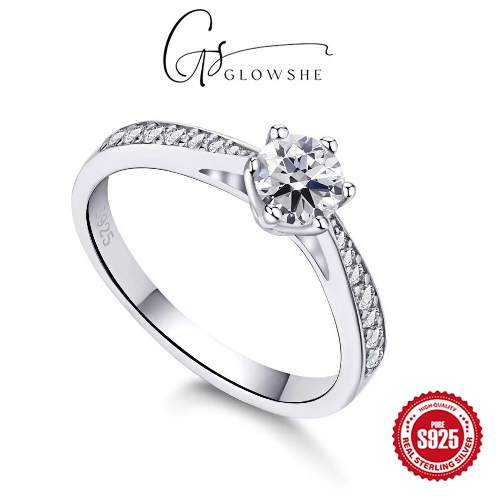 Glowshe Стерлингового Серебра 925 пробы 5А Циркон Свадебный Банкет Роскошные Изящные